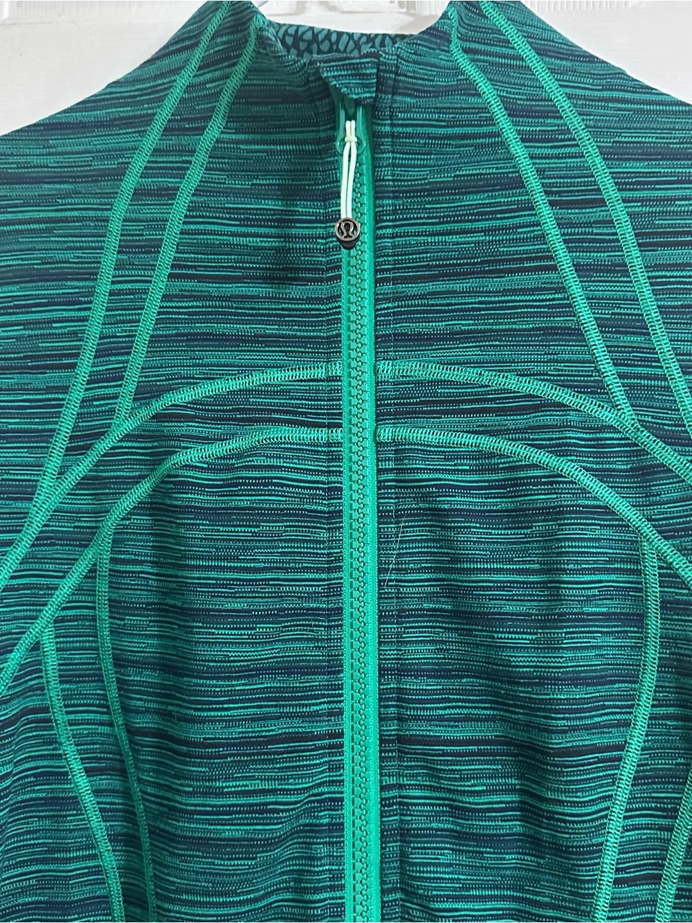 Lululemon Define Jacket Womens 10 Teal Striped Full Zip Athletic Yoga Jacket - Picture 5 of 11